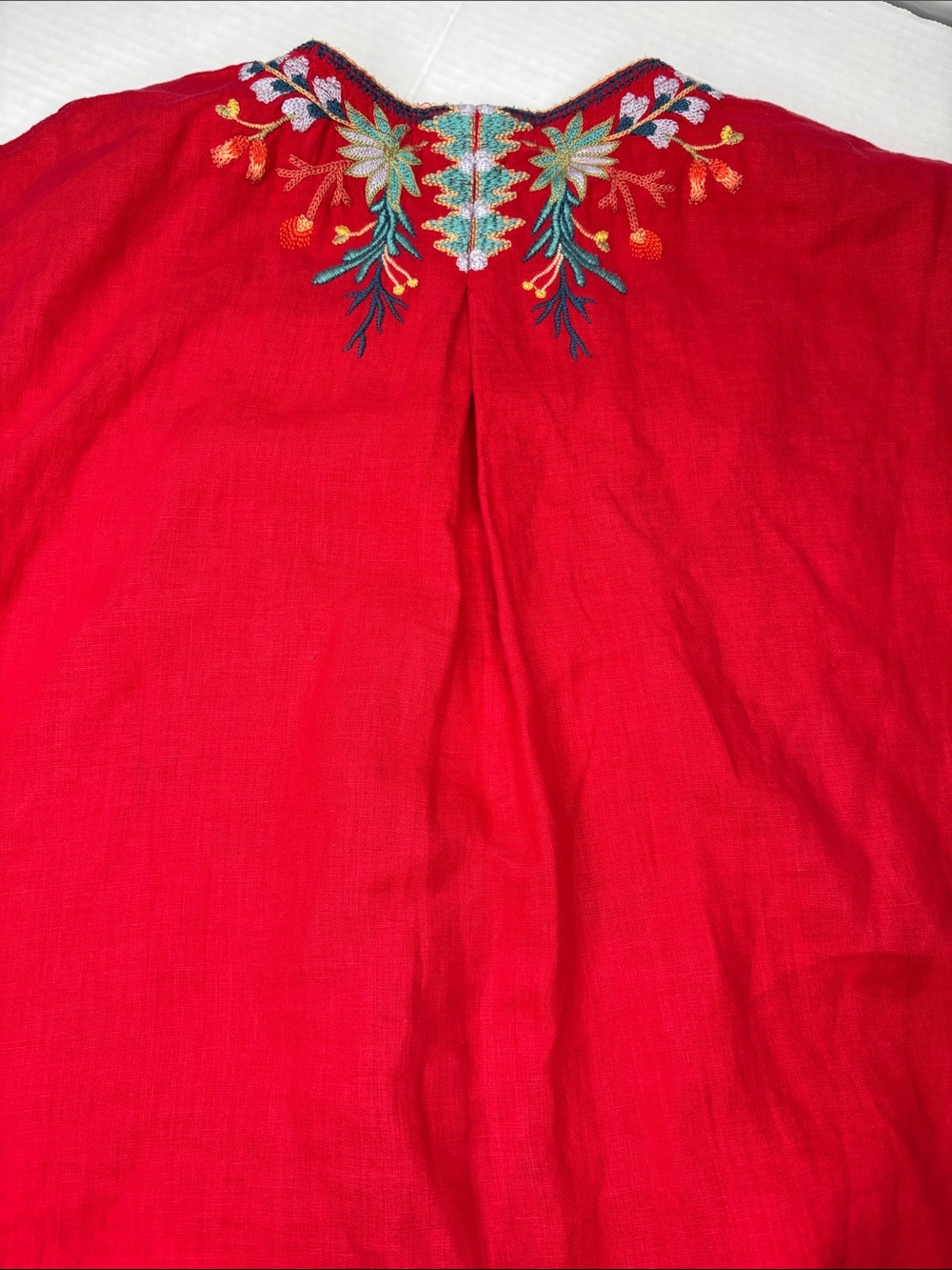 Johnny Was Ariel easy tunic linen dress, red, xs - Picture 7 of 10